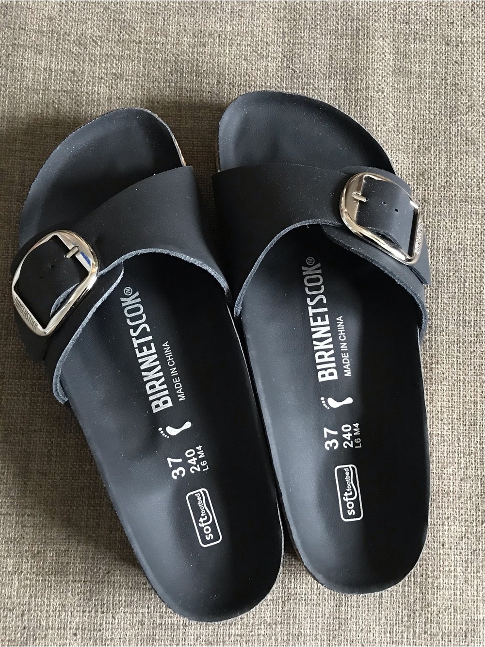 Birkenstock Black Madrid Big Buckle Style - Size 37 Narrow Sandals